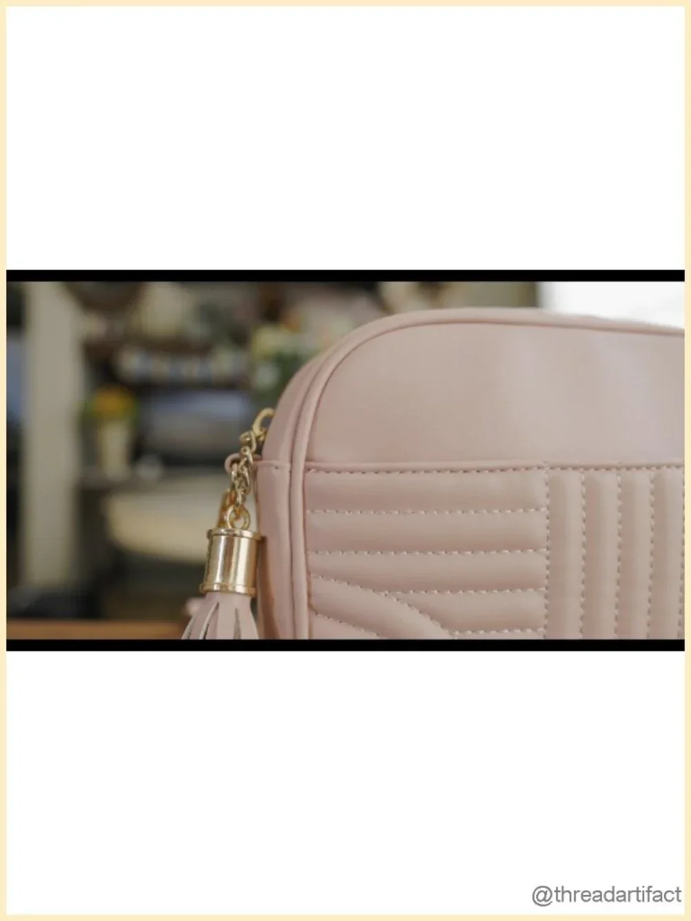 Quilted Crossbody Bag with Tassel - Faux Leather Camera Purse with Adjustable
